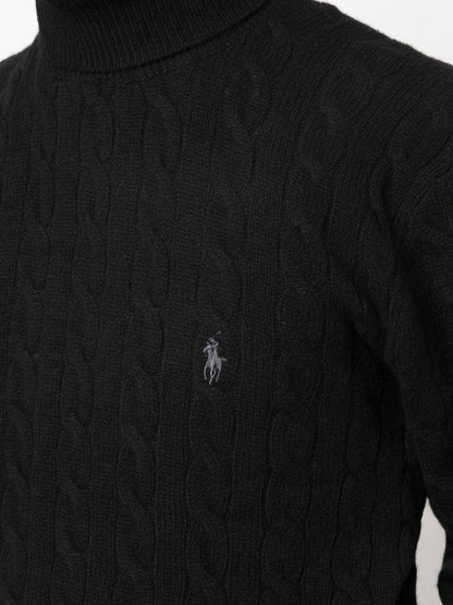Cashmere and wool cable knit turtleneck
